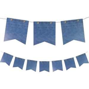 Club Pack of 12 Decorative Blue Denim Print Paper Pennant Banners 12' - All