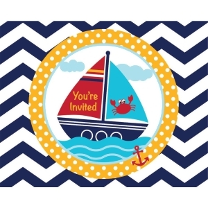 Club Pack of 48 Sailboat Ahoy Matey Decorative Invitation 7.25 - All