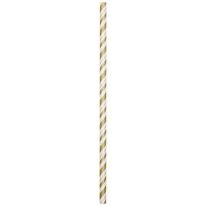 Club Pack of 144 Glittering Gold and White Striped Paper Straw Party Favors 7.75 - All
