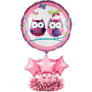 Pack of 4 Pink Purple Owls Stars and Butterflies Girl Foil Party Balloon Centerpiece Kits 9 - All