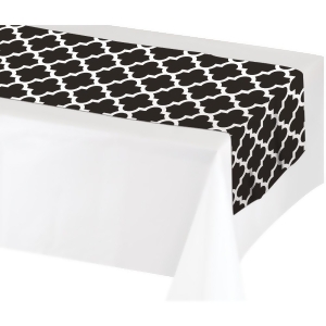 Club Pack of 12 Decorative Black and White Opt Art Geometric Design Table Runners 7' - All