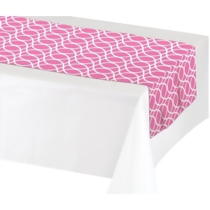 Club Pack of 12 Decorative Candy Pink and White Opt Art Geometric Design Table Runners 7' - All