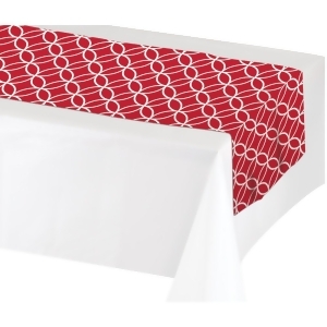 Club Pack of 12 Decorative Classic Red and White Interlocking Circles Design Table Runners 7' - All