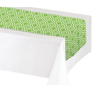 Club Pack of 12 Decorative Fresh Lime and White Opt Art Geometric Design Table Runners 7' - All