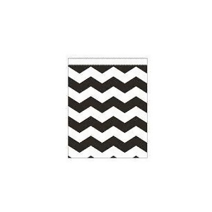 Club Pack of 120 Black and White Chevron Striped Large Paper Party Treat Bags 8.75 - All