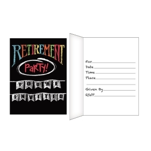 Club Pack of 48 Chalk Retirement You're Invited Decorative Invitation 8.5 - All