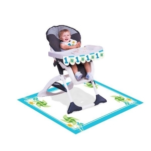 Pack of 6 Pastel Blue and Lime Green Boy Turning One Pinwheel Birthday High Chair Kit 3pc - All