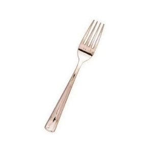 Club Pack of 288 Shiny Metallic Rose Gold Party Plastic Cutlery Forks - All