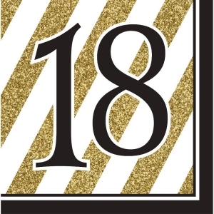 Pack of 192 Gold and White Striped with Black and Border 2-Ply Party Lunch Napkins - All