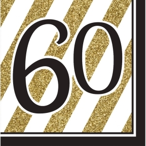 Pack of 192 Gold and White Striped with Black and Border 2-Ply Party Lunch Napkins - All