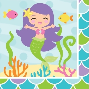 Club Pack of 192 Mermaid Friends Paper Party Disposable 2-Ply Beverage Napkins 5 - All