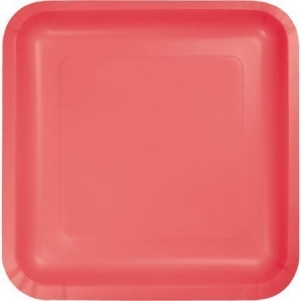 Club Pack of 180 Decorative Square Coral Disposable Paper Dinner Party Plates 9 - All