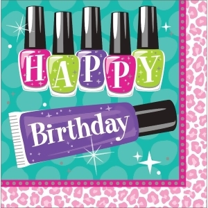 Club Pack of 192 Sparkle Spa Party Happy Birthday Disposable 2-Ply Lunch Napkins 6.5 - All