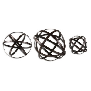 Set of 3 Dark Bronze Geometric Stetson Sphere Table Top Decorations 7 - All