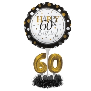 Set of 4 Happy 60th Birthday Foil Party Balloon Centerpiece Kits 30 - All