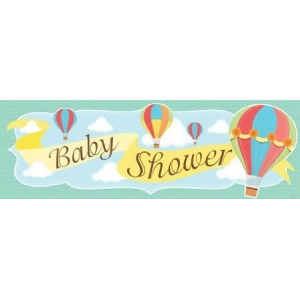Pack of 6 Up Up and Away Mint Green and Coral Giant Baby Shower Party Banner 20 x 60 - All