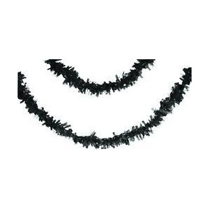 Club Pack of 12 Velvet Black Fringed Party Tissue Garland Decorations 25' - All