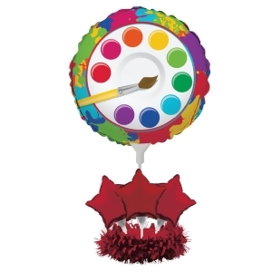 Set of 4 Art Party Red Star Foil Party Multicolored Balloon Centerpiece Kits 9 - All