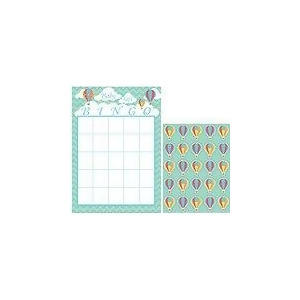 Club Pack of 60 Up Up and Away Mint Green and Coral Baby Shower Bingo Game - All