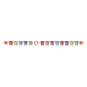 Pack of 6 Art Party Multicolored Happy Birthday Party Ribbon Banners 7' - All