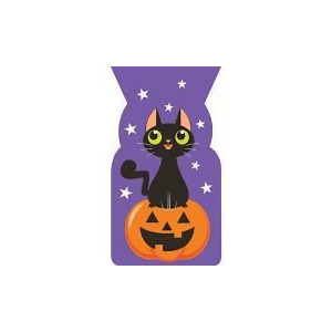 Club Pack of 240 Purple Halloween Black Cat Cello Party Favor Loot Bags 9 - All