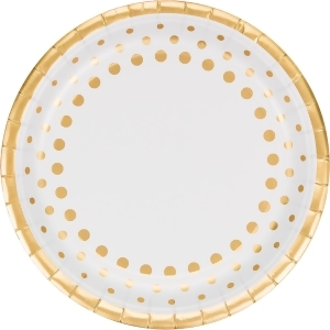 Club Pack of 96 Sparkle and Shine Gold Disposable Plastic Party Banquet Dinner Plates 10 - All