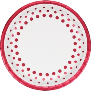 Club Pack of 96 Sparkle and Shine Ruby Disposable Foil Paper Premium Strength Party Dinner Plates 9 - All