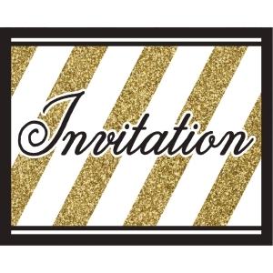 Club Pack of 48 Black and Gold Paper Party Invitations 5 - All