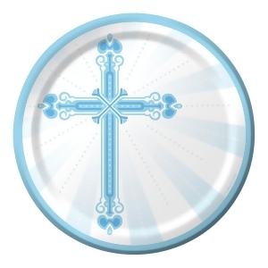 Club Pack of 180 Blue and White Communion Party Plates From the Blessings Collection 9 - All
