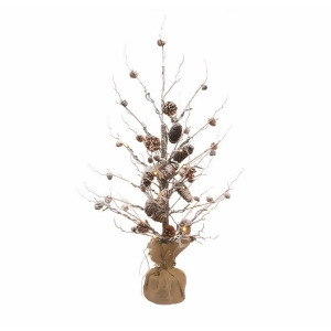 3' Winter Light Pre-Lit Frosted Snowy Pine Cone Artificial Christmas Twig Tree Warm Clear Lights - All