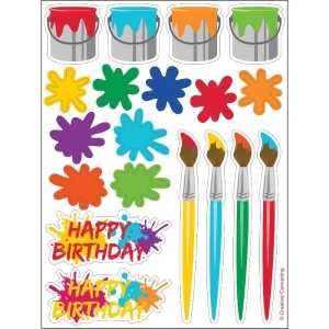Club Pack of 48 Art Party Multicolored Value Sticker Sheets 6 - All