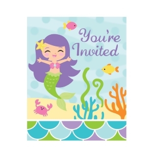 Club Pack of 48 Mermaid Friends You're Invited Paper Party Invitations 4.5 - All