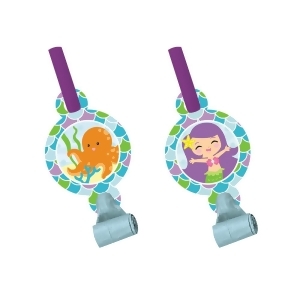 Club Pack of 48 Mermaid Friends Blowout Party Noisemakers with Paper Medallions - All