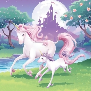 Club Pack of 192 Unicorn Fantasy Disposable Paper Party Napkins 6.5 - All