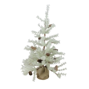 3' Silent Luxury Frosted Green Pine Artificial Christmas Tree with Burlap Base Unlit - All