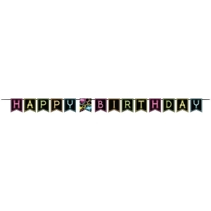 Club Pack of 6 Happy Birthday Glow Party Decorative Paper Pennant Ribbon Banners 18' - All