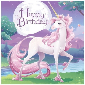 Club Pack of 192 Unicorn Fantasy Princess Happy Birthday Disposable Luncheon Napkins 6.5 - All