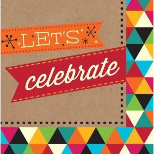 Club Pack of 192 Birthday Kraft Multicolor Let's Celebrate 2-Ply Luncheon Napkins 6.5 - All