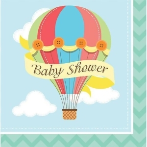 Club Pack of 192 Up Up and Away Mint Green and Coral Baby Shower 2-Ply Lunch Napkins 6.5 - All