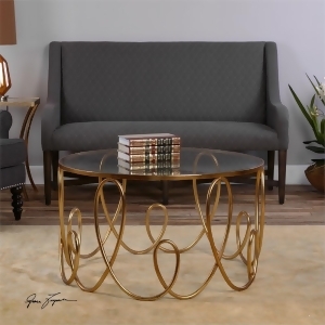 35 Hand Forged Iron Antique Gold Finished Looped Design Coffee Table - All