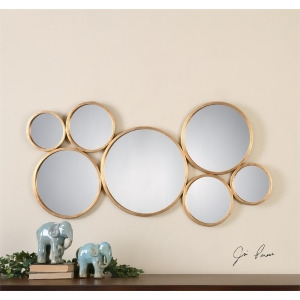 24 Circular Slightly Antiqued Gold Metal Rings Decorative Wall Mirror - All