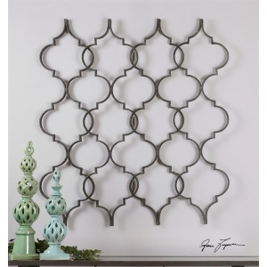 53 Zakaria Hand Forged Aged Black Quatrefoil Design Decorative Metal Wall Art - All