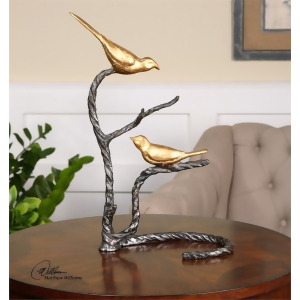 18 Golden Metallic Birds on a Wrought Iron Limb Decorative Sculpture - All