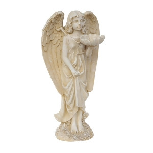 20 Heavenly Gardens Distressed Ivory Cherub Angel Bird Feeder Outdoor Patio Garden Statue - All