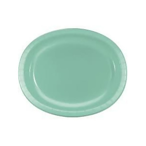 Club Pack of 96 Fresh Mint Green Premium Durable Paper Oval Platters 10 x 12 - All