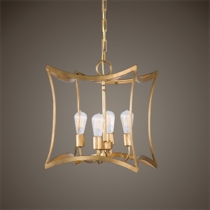 15 Gold Leaf Finish Lantern Inspired Ceiling Pendant Light Fixture - All