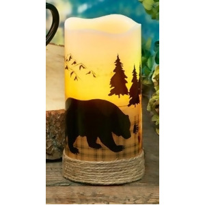 Pack of 4 Country Rustic Bear Led Lighted Wax Flameless Pillar Candles with Timer 6 - All