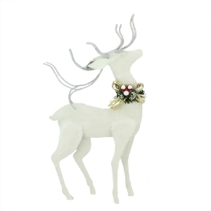 15.75 Snowy White Glitter Embellished Standing Reindeer Christmas Table Top Decoration - All