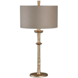 32 Hammered Cast Iron in Gold Leaf with Round Hardback Drum Shade Table Lamp - All