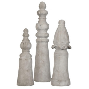 Set of 3 Distressed Cream White Ornate Finial Table Top Decorations 15 22 27 - All